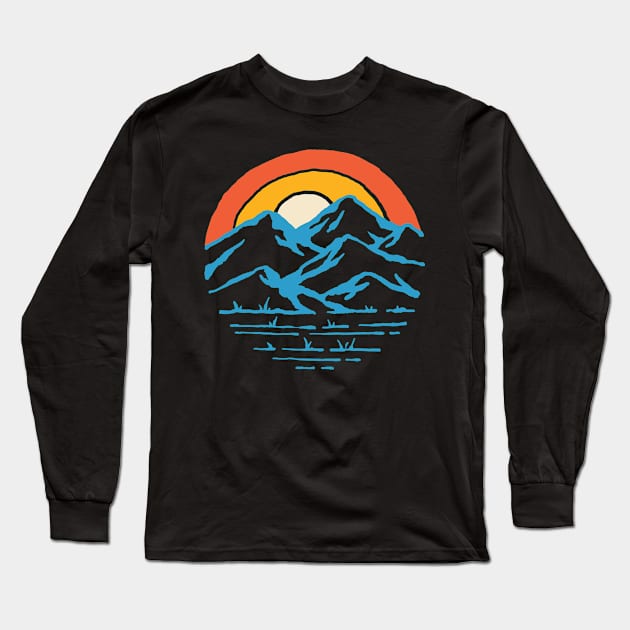 Mountain and Rainbow Long Sleeve T-Shirt by quilimo